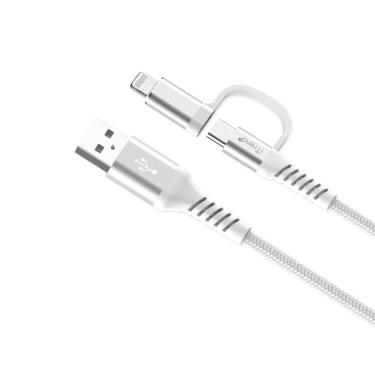 Imagem de Cabo iTrend USB-A para USB-C com Adaptador Lightning Branco iT-CBA2-1