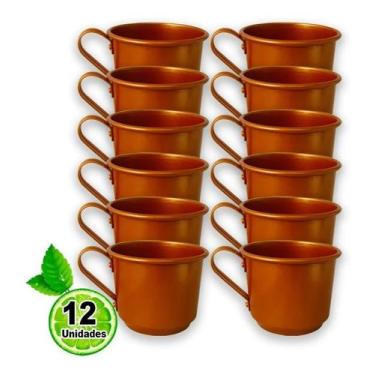 Imagem de Kit 12 Caneca Moscow Mule Alumínio Pintura na cor Cobre 370ml - Ficone