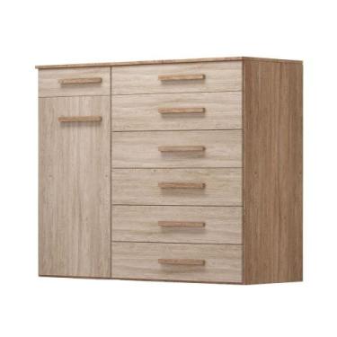 Imagem de Cômoda 7 Gavetas Aurora 7090 Nogal / Vanilla Touch Demóbile