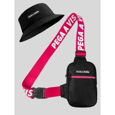 Imagem de Shoulder Bag Masculina Mini Bolsa Necessaire Basica + Chapeu Bucket Pe