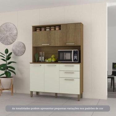 Imagem de Cozinha Compacta 5 Portas E 2 Gavetas Com Tampo Luciane Móveis Carvalh