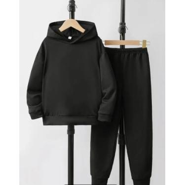 Imagem de Conjunto moletom pelúciado juvenil blusa com capuz e calça com punho -