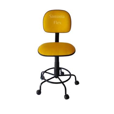 Imagem de Cadeira  secretaria  com regulagem de altura - base de ferro - rodízio e apoio de pé corano amarelo