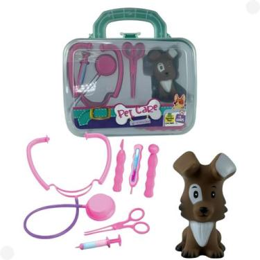 Imagem de Maletinha Veterinaria com Cachorrinho Marrom e 6 Acessórios 0801 - Sam