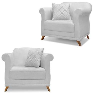 Imagem de Kit 2 Poltronas Decorativas Retro Polo Linho Grigio Ezz Grigio