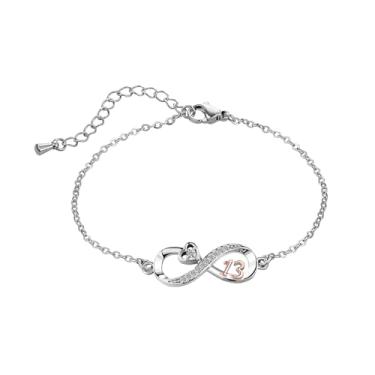Imagem de JMQJewelry Números infinitos 12 13 16 18 21 30 40 50 60 70 pingentes de contas femininas de coração serve para pulseiras Pandora 17 cm 5 cm, 17cm 6.7in, Aço inoxidável, Sem Pedra Preciosa