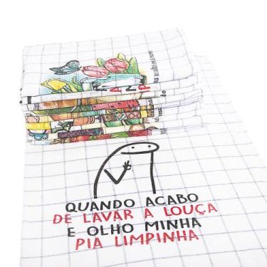 Imagem de Pano de Prato Estampado Xadrez Claro Kit 10 Unidades - TEXTIL LORRANI