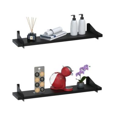 Imagem de 2 Prateleiras Suspensa Estilo Industrial Madeira 60cm UN PP - Unidas S