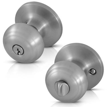 Imagem de Honeywell Safes & Door Locks 8101301 Maçaneta clássica de porta de entrada, níquel acetinado