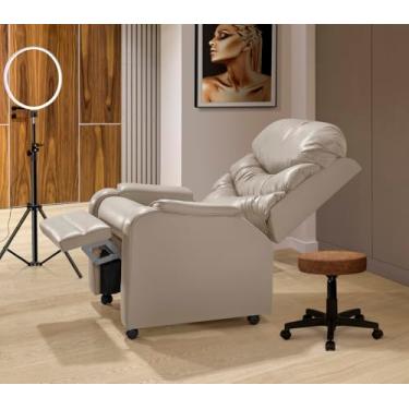 Imagem de Poltrona Papai Mamãe Vovo Estetica Com Rodizios Bege - Moderna