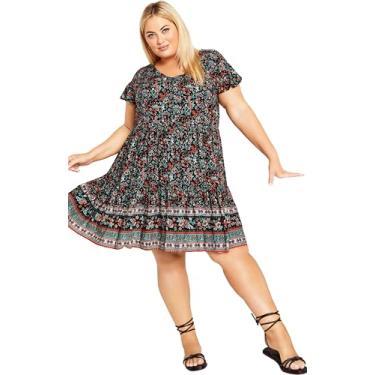 Imagem de AVENUE Vestido feminino plus size Unwind Tiers, Borda azul-marinho, 52
