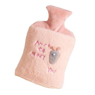 Imagem de Garrafa de água quente com tampa, bolsa de água quente de 1000 ml para compressa quente e fria, aquecedor de pés de mão para cenoura de inverno - rosa