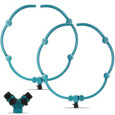 Imagem de HEYTIMI Aspersor de água de árvore 360° Sistema de irrigação de raízes círculo segmentado Y divisor de mangueira plantas ao ar livre canteiros elevados arbustos árvores plantas aquáticas cães lavagem