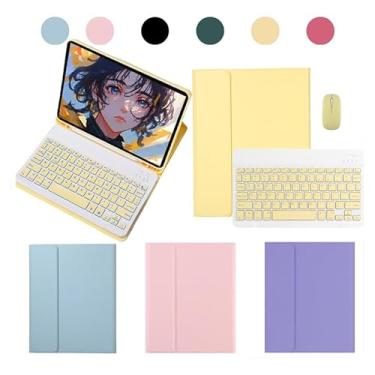 Imagem de Capa Tablet + teclado removível + Mouse Para Samsung Tab S7/S8 T870/875/X700/X706 (amarelo, Teclado comum)