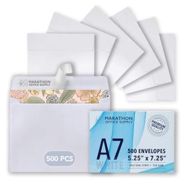 Imagem de Envelopes de convite MOS A7 – Envelopes brancos autoselados (500 unidades) – 120 g/m2/14,5 kg resistente – Envelopes de cartão de presente, envelopes de negócios, envelopes de cartão, envelopes de