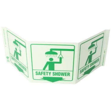 Imagem de ZING Placa 3059G Eco Safety Tri View, Glow in The Dark, Safety Shower, 7,5Hx20W, Projetos 12 cm, Plástico Reciclado