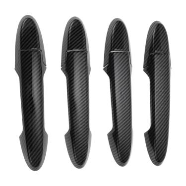Imagem de Motoforti Guarnição da tampa da maçaneta da porta do carro, tampa do puxador da porta lateral, para Honda Fit Jazz GK5 GP5 2014-2018, fibra de carbono ABS preto 1 conjunto