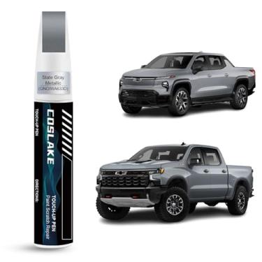 Imagem de COSLAKE Tinta de retoque de carro (cinza ardósia metálica (GNO/WA633D)) para Chevrolet, kit de reparo de arranhões de pintura de carro, solução rápida e fácil para reparar arranhões no carro, caneta