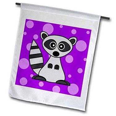 Imagem de 3dRose fl_24623_2" Bandeira de jardim com fundo de bolinhas roxas de guaxinim com desenho fofo, 45,7 x 68,8 cm