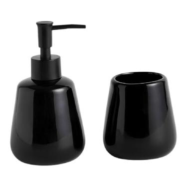 Imagem de Kit Banheiro Lavabo Preto 2 Pçs Cerâmica Acessórios Primor