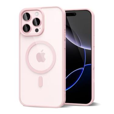 Imagem de oakxco Capa magnética transparente para iPhone 16 Pro Max compatível com Magsafe, fina, fina, transparente, não amarela, amortecedor de silicone macio Hybird e capa protetora de plástico rígido para