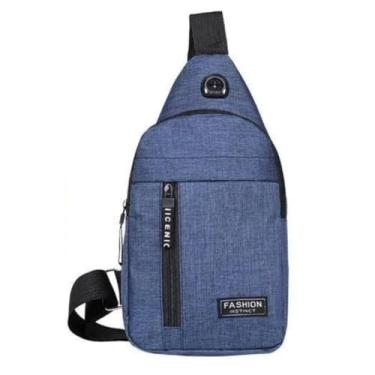 Imagem de Mini Mochila Pochete Bolsa Tiracolo Transversal Ombro Masculina Feminina Saída Fone de Ouvido Impermeavel Shoulder Bag Academia Esportiva Cor Azul