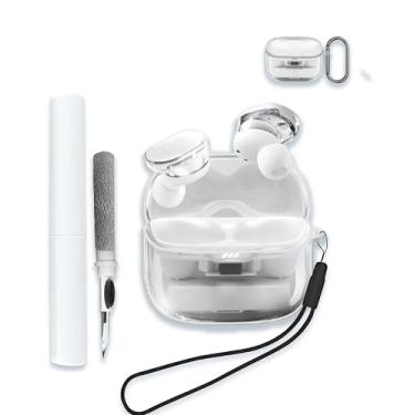 Imagem de Capa para fones de ouvido JBL Tune Buds 2 True Wireless com cancelamento de ruído, capa protetora de TPU transparente macio com chaveiro e kit de limpeza para mulheres e homens, à prova de choque