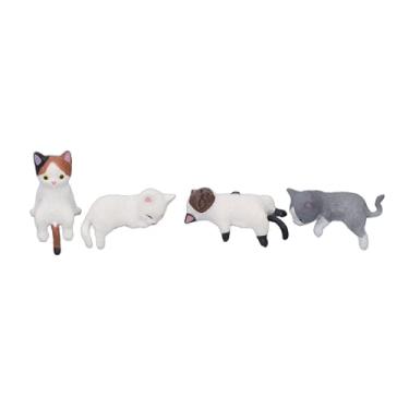 Imagem de 4 PCS Mini Decoração Interior de Carro, Resina Bonito Gato Painel de Carro Decoração Espelho Retrovisor Enfeites de Figura de Buceta para Molduras de Laptop Motocicletas