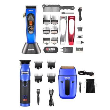 Imagem de Kit Wmark 3 Maquinas Cortar Corte Cabelo Ng 9004 Acabamento  Ng 318 Ba