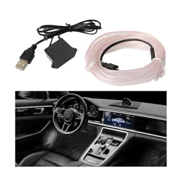Imagem de LKAHG Tiras de luz LED para carro, kits de iluminação ambiente interior de veículo com fio USB 5 V, decoração de iluminação de atmosfera eletroluminescente automotiva, universal para caminhões SUV RV