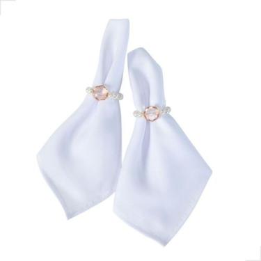 Imagem de Par Argola Porta Guardanapo Pérola Cristal 4cmx3cm Acrílico - Valle En