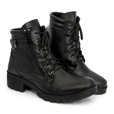 Imagem de Bota Feminina Coturno Feminino Casual Com Zíper Lateral Botinha Inverno Em Couro Macio-Feminino