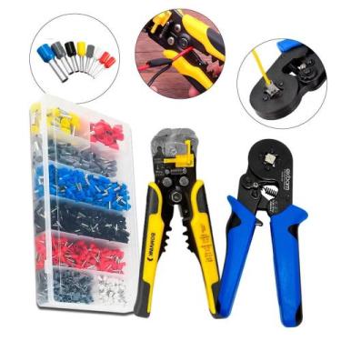 Imagem de Kit Alicate Crimpador e Decapador de Fios com 1200 Terminais - Ofertah