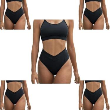 Imagem de Biquini Feminino Fio Dental Cintura Alta Asa Delta Top Verão Efeito Li