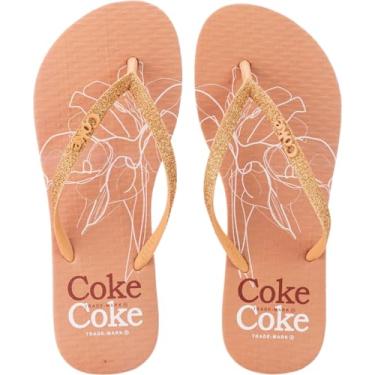 Imagem de Coca Cola, SANDÁLIA CHINELO DE DEDO FEMININO COCA COLA CC4594 COM BRILHO Cor:Caramelo/Caramelo;Tamanho:35/36