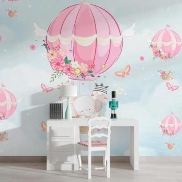 Imagem de Papel de Parede Infantil Balões Rosas - AloPapers, 2,50m de largura, 2