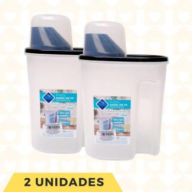 Imagem de Kit 2 Dispenser Porta Sabão em Pó Liquidos Ração 1,7L Com Tampa - PLAS