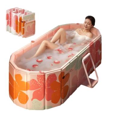 Imagem de Genrenyen Banheira de Imersão Portátil Dobrável para Adultos, 119 cm, Rosa, Sem Instalação, para Box de Chuveiro ou Uso Interno em Casa
