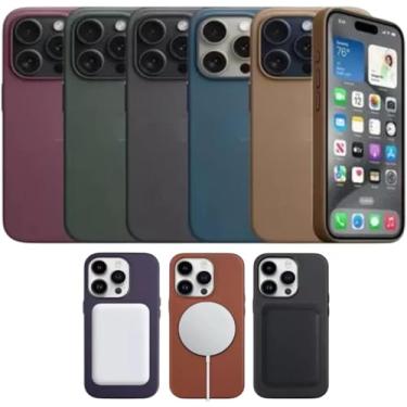 Imagem de Capa Case Capinha De Couro Para iPhone 15 15 Pro iPhone 15 Pro Max Premium Compativel Com Magsafe (Preto, iPhone 15)