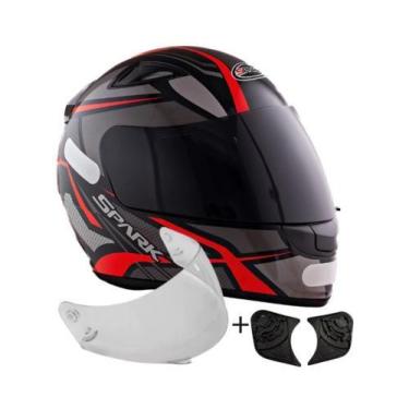 Imagem de Capacete Masculino Ebf Spider Vermelho Mais Viseira Fumê e Reparo, Pre