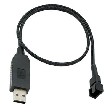 Imagem de YTgilo Cabo adaptador USB, malha trançada, USB para 4 pinos, reforço, malha, cabo adaptador USB de 12 V, ventoinha de computador para cabo de alimentação, console de jogos, receptor AV, roteador de