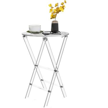Imagem de DigDozer Bandeja de TV dobrável de acrílico – mesa de acrílico de 58 cm de altura, mesas dobráveis para espaços pequenos, sala de estar, quarto, mesa de jantar de TV com fácil montagem, 1 bandeja de