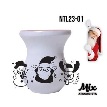 Imagem de Cuia de Madeira Branca Personalizada Natal - Mix Atacadista, Branca 01