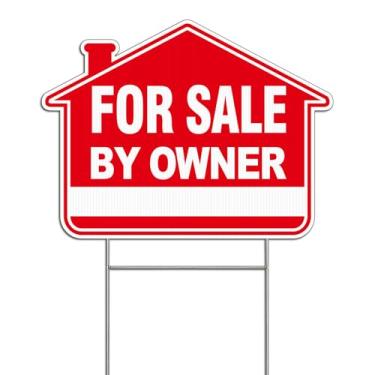 Imagem de ANZEKE Placa De Venda Pelo Proprietário Com Estaca, Conjunto De Placas De Quintal Fsbo Para Imóveis Residenciais, Plástico Corrugado De Nível Comercial De 16" X 12", Dupla Face, Proteção Uv, Resiste