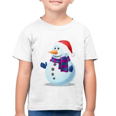 Imagem de Camiseta Algodão Infantil Boneco de neve - Foca na Moda, Branco, 2