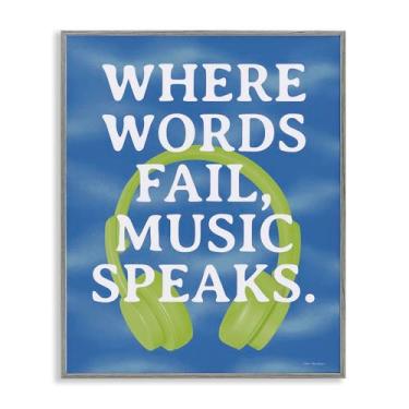 Imagem de Stupell Industries Words Fail Music Speaks Gray Framed Giclee Wall Art Design by Seven Trees Design, 11 x 14