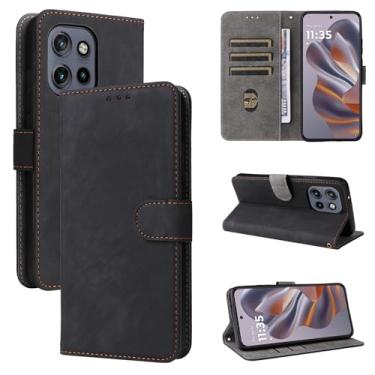 Imagem de Capa compatível com Motorola Edge 50 Neo 5G, compatível com Motorola Moto S50 5G, compatível com Motorola ThinkPhone 25, couro PU, capa flip preta