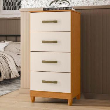 Imagem de Comoda Siria 4 Gavetas Cinamomo Off White - Mais de Casa