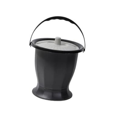 Imagem de harayaa Panela de câmara de garrafa de urinol potty com alça de tampa de cama de cabeceira de cabeceira de cabeceira de cabeceira para adultos para crianças, Cinza