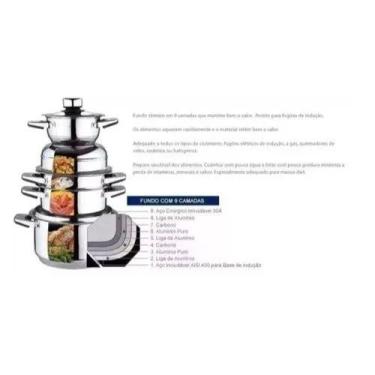 Imagem de Jogo De Panelas 19 Pçs Aço Cirurgico Inox  9 Camadas - Sa, Songle, Nak